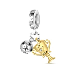 KUNSIR 925 Sterling Silver Sports Charm Champion Trophy Dangle For Bracelet Bead
