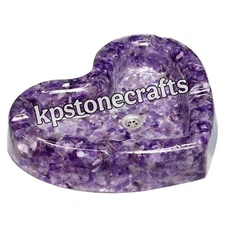 12" Amethyst Heart-Shaped Marble Washbasin | Semi-Precious Inlay Sink | Handmade