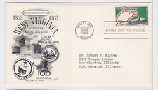 TurtlesTradingPost-&nbsp;West Virginia 100th Anniversary  #1232 1963- FDC Fleetwood