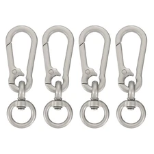 4Pcs Swivel Spring Snap Hook Clip, Zinc Alloy 2.87" Keychain Clip, Grey