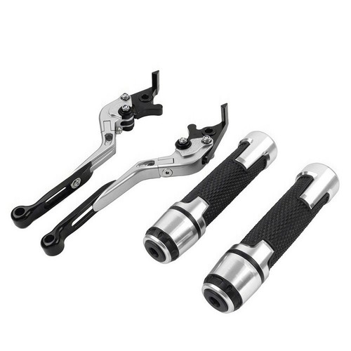 Silver Brake Clutch Levers Handlebar Grips Sets For Yamaha TMAX500 TMAX560/530 - Picture 9 of 10