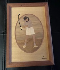 Ms. Golf Handmade Inlay Wood Art Hudson River 6 3/4  X 9 5/8  Nelson Masterpiece