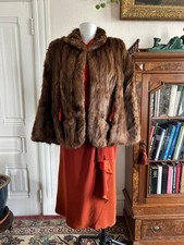 1940s Vintage Mink Fur Cape Jacket Real Fur Cropped Coat Old Hollywood Stole