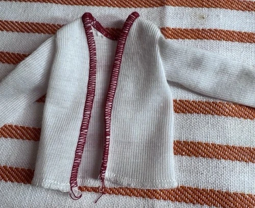 VINTAGE Mattel’s BARBIE White With Red Stitching Cardigan #7958 Fashion Extras