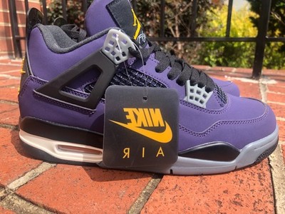 Size 8.5 Mens -Nike Air Jordan 4 Retro Lakers Imperial Purple Yellow FV5029-500 