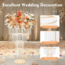 Crystal Flower Stand Round Pedestal Stand Gold Wedding Party Decoration
