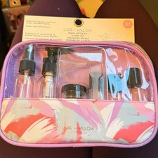 Luxe Willow 11 Piece Travel Bottle Kit TSA Approved Clear Pouch Pink Floral