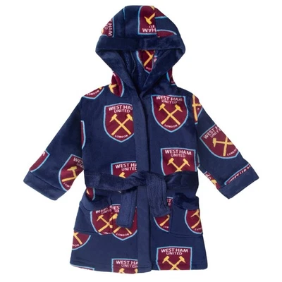 West Ham United FC Baby Morgenmantel Kleinkind Morgenmantel Kapuze Fleece OFFIZIELLES Geschenk