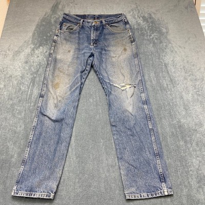 Wrangler Five Star Premium Regular Fit Jeans Mens 32x32 Blue Denim Distressed