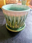 McCoy Pottery Vintage 0372 Green Bamboo Style Planter Pot with Saucer dish