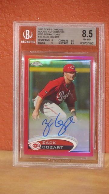 2012 Topps Chrome Rookie Autographs Red Ref Zack Cozart Card BGS 8.5 Auto 10.