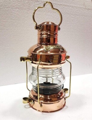 Lampe à Pétrole Laiton Style Ancien Bateau - Lanterne Nautique Décoration Maritime - Neuve