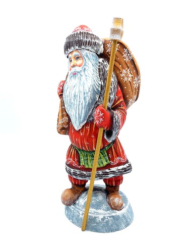 Holz geschnitzter Weihnachtsmann #0055 11" Höhe handgeschnitzt bemalt Weihnachten - Bild 2 von 7