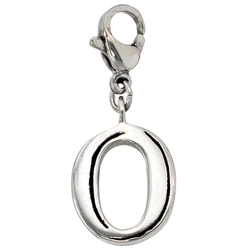 Stainless Steel Amulet Pendant Charm, Letter O, Shiny, Unisex