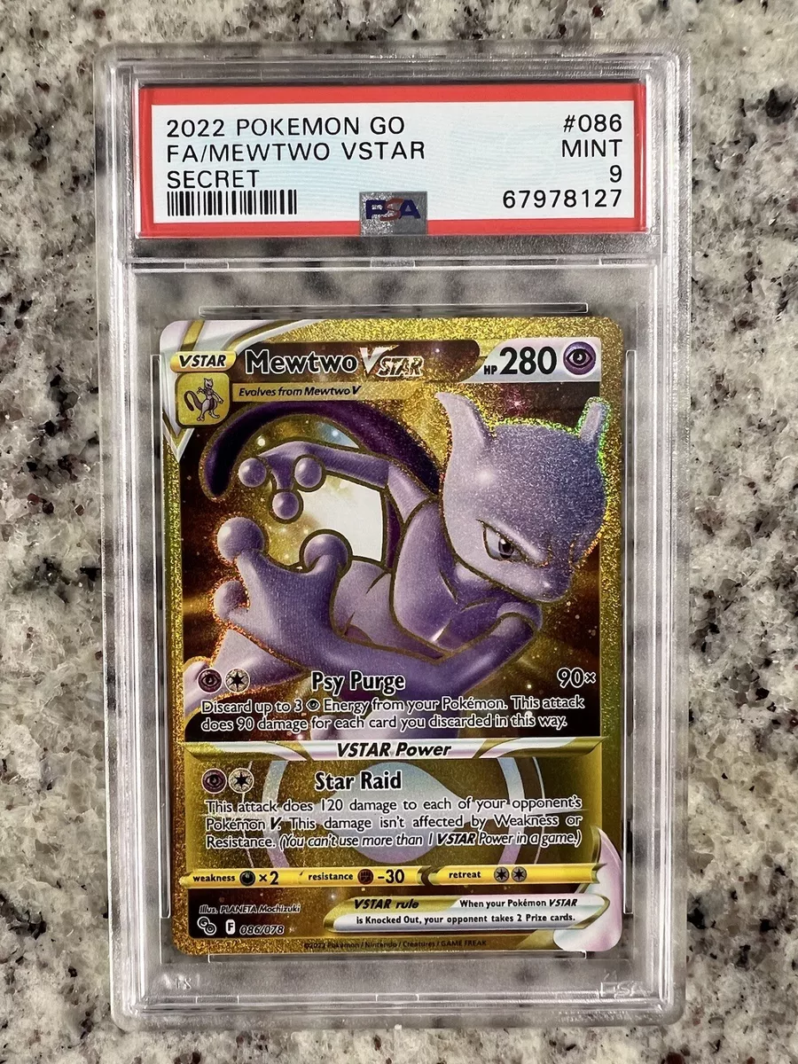 2022 Pokemon Go Mewtwo Vstar 086/078 Secret Gold Full Art PSA 9 MINT