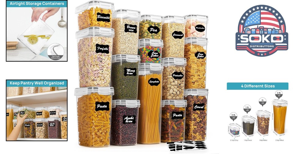 Airtight Food Storage Containers Set with Lids for Stylish Pantry