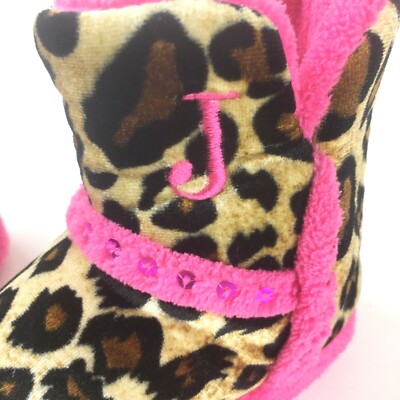 Girls Slipper Boots Size 6-7 Hot Pink Leopard Youth Justin Boots Kickers