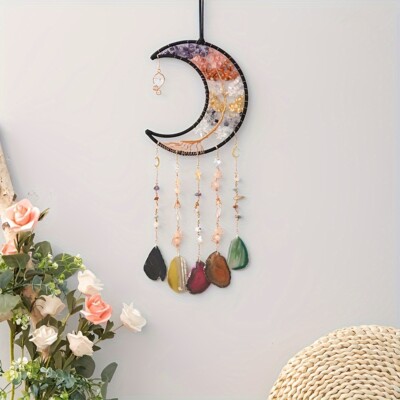 Dream Catcher Life Tree Colorful Crystal Agate Wind Chime Pendant Wall Hanging