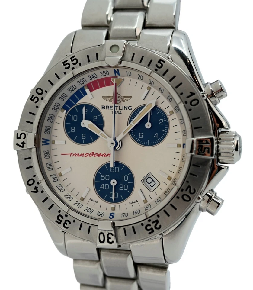 Reloj suizo cronógrafo Breitling 41 mm para hombre Transocean Yacht Timer SS - ¡A53340! Foto 4 de 4