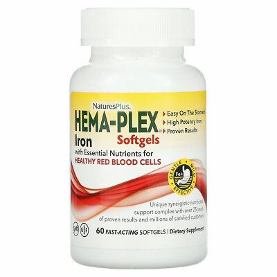 NaturesPlus, Hema-Plex, 60 schnell wirkende Weichkapseln