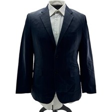 Theory Men's 2 Button Double Vent Blazer 40R Blue Stripe Cotton Ramie Polyester