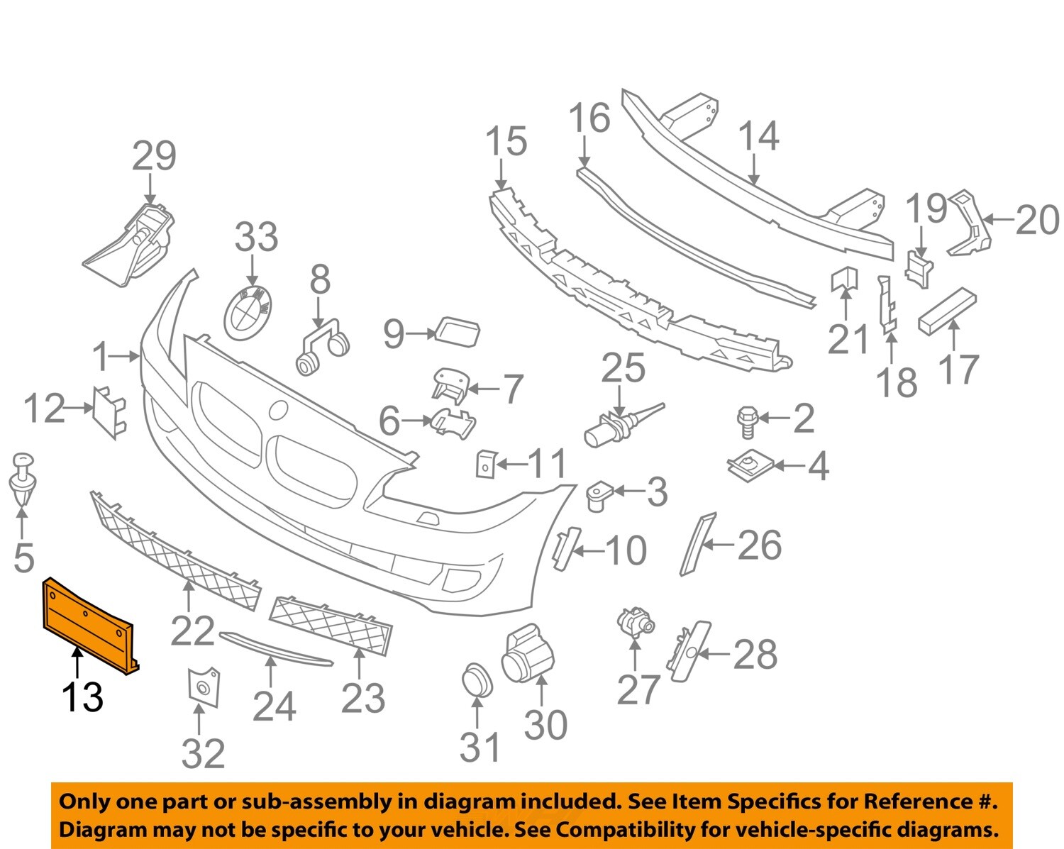 BMW OEM 14-16 528i Front Bumper Grille-License Bracket 51117331726 