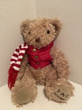 FAO Schwartz 2018 Edition Plush 12  Teddy Bear With Puffer Vest And Scarf NWOT