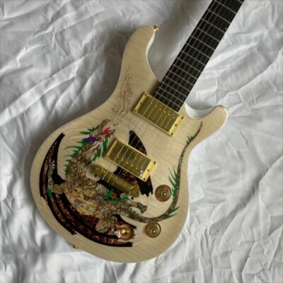 Electric Guitar Dragon Inlay Golden Hardware HH Pickups Fixed Bridge