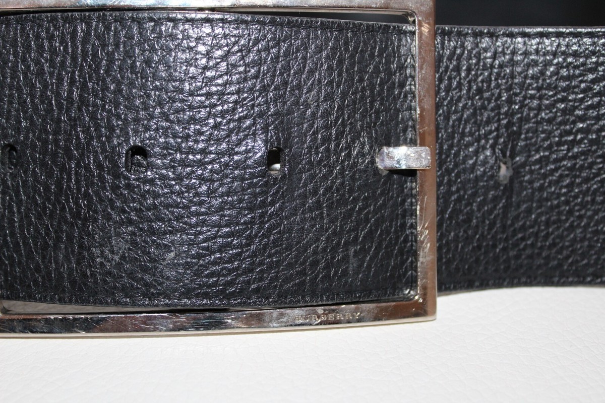 AUTHENTIC BURBERRY BLACK LEATHER WIDE FASHION BELT 40 100 | eBay display picture 2