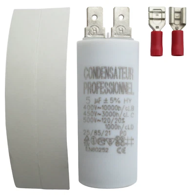 Condensateur 5 µF (5 uF) pour moteur Delta Dore, Becker, Somfy, Nice volet store