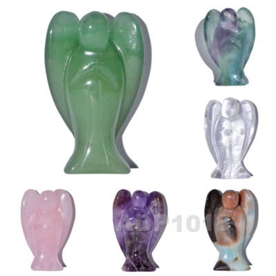 Healing Crystal Gemstone Carved Pocket Crystal Guardian Angel Figurines 2 inch