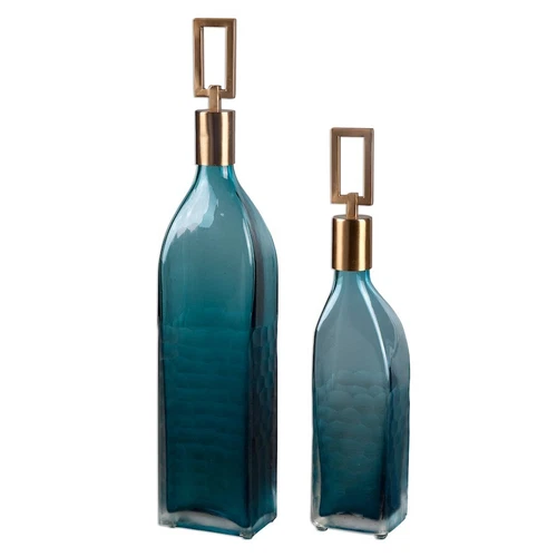 Uttermost Annabella Teal Glass Bottles, Set of 2 - 20076 - Picture 1 of 1