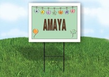 AMAYA WELCOME BABY GREEN 18 in x 24 in Yard Sign Road Sign with Stand