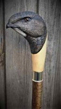 Wooden walking stick hand carved bird handmade wooden walking cane gift