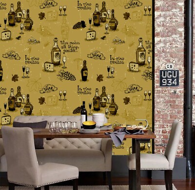 3D Wine Bottle 6061 Wallpaper Mural Wall Print Wall Wallpaper Murals US Coco