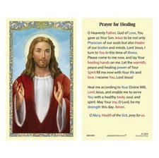 Laminated Prayer for Healing Christ Blessing Holy Card Catholic