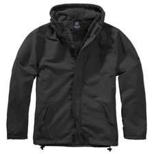 Image of Brandit Windbreaker Front Zip Mens Hooded Water repellent Hiking Outdoor Black