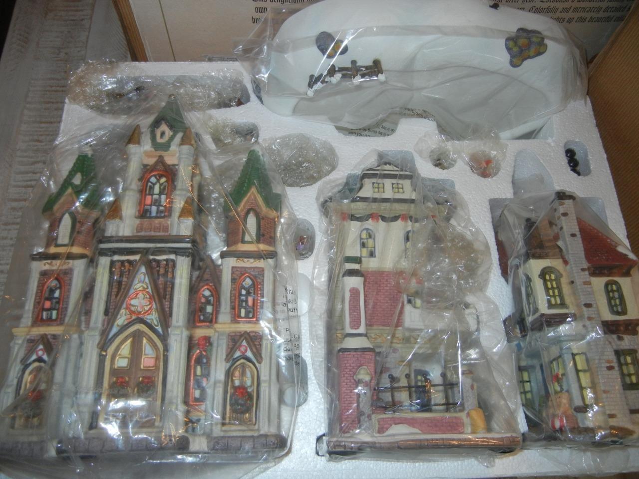 KMART Trim A Home Christmas Dickens Village Set Porcelain Complete New