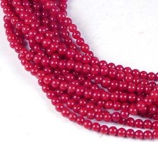 2-3mm Red Coral Tiny Round Beads 16"