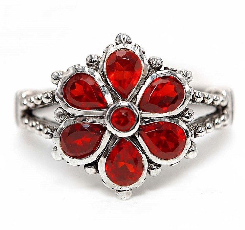 1CT  Fire Garnet 925 Sterling Silver Filigree Ring Sz 8 PC9-1