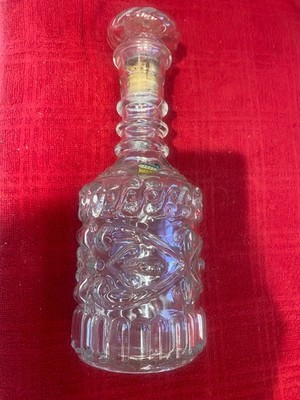 Vintage 1960s Wisconsin Jim Beam Glass Decanter Bourbon W Glass Cork Stopper GUC