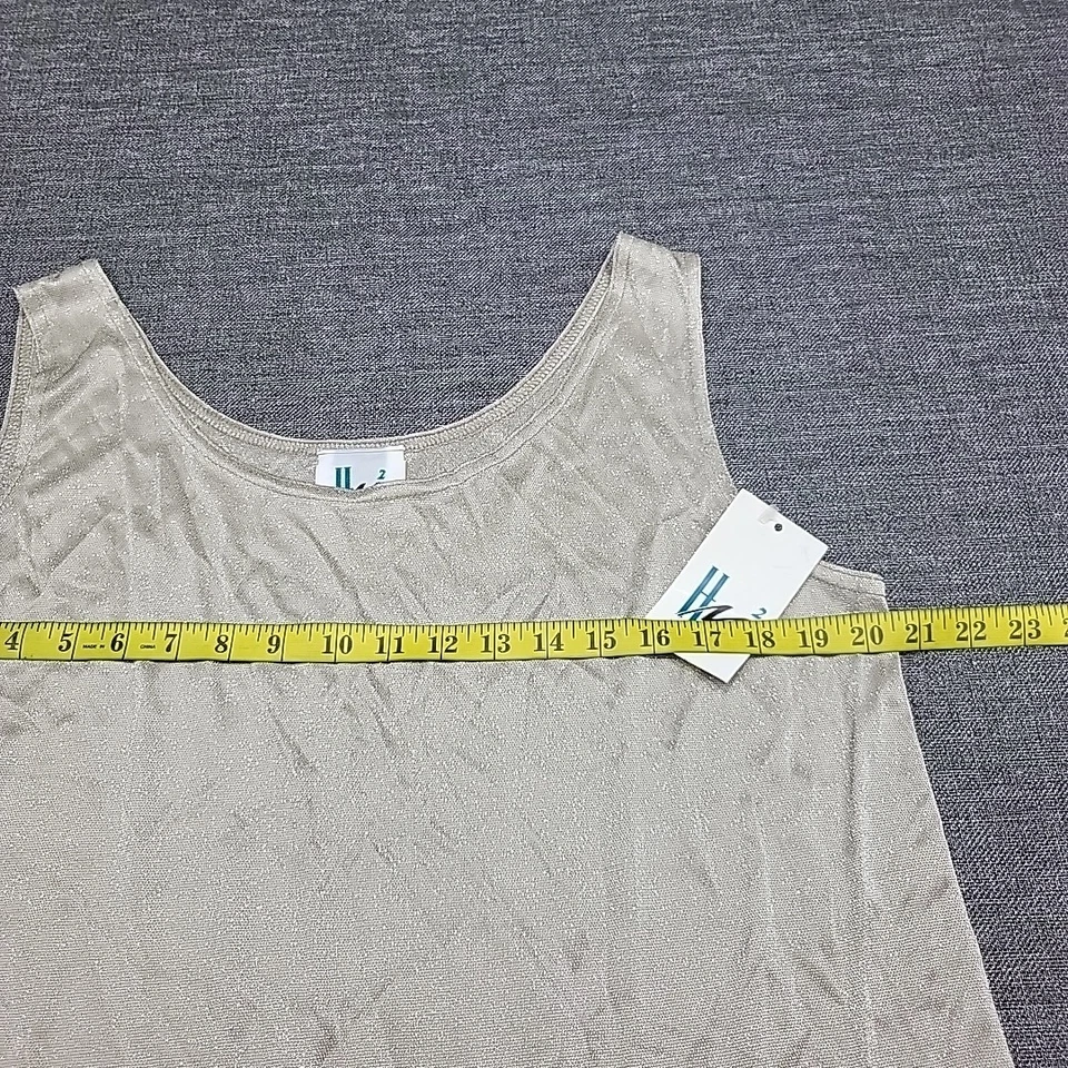 HM2 Womens Everyday Wear Trendy Sleeveless Tank Top 1X Plus Size Beige Shirt - Image 2 of 4