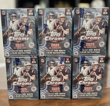 2025 Topps Chrome NFL Football Blaster Value Box Lot of 6 Sealed Boxes In Hand