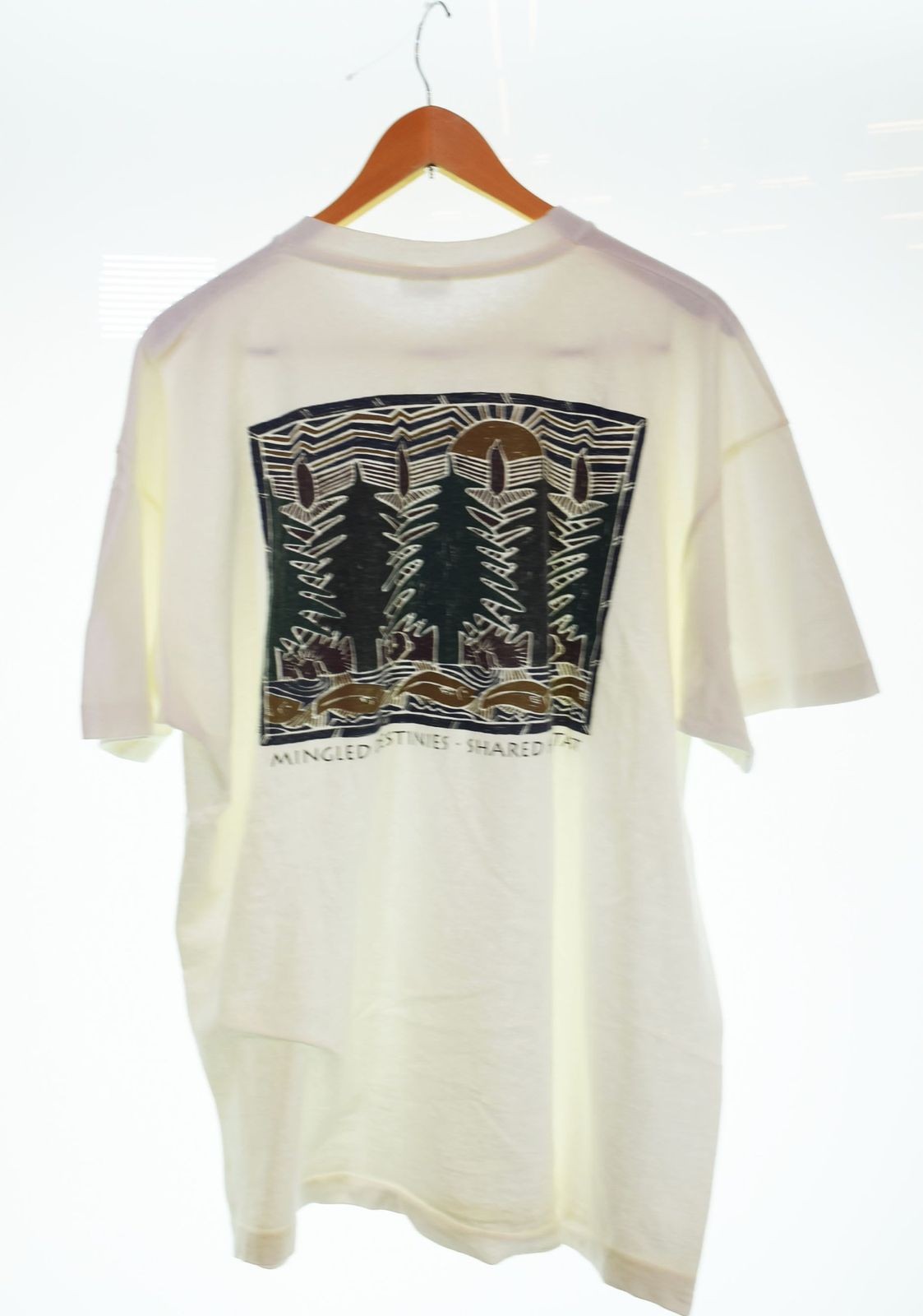 Patagonia 90s MINGLED DESTINIES SHARED HABITAT Cotton White Used From Japan thumbnail 2