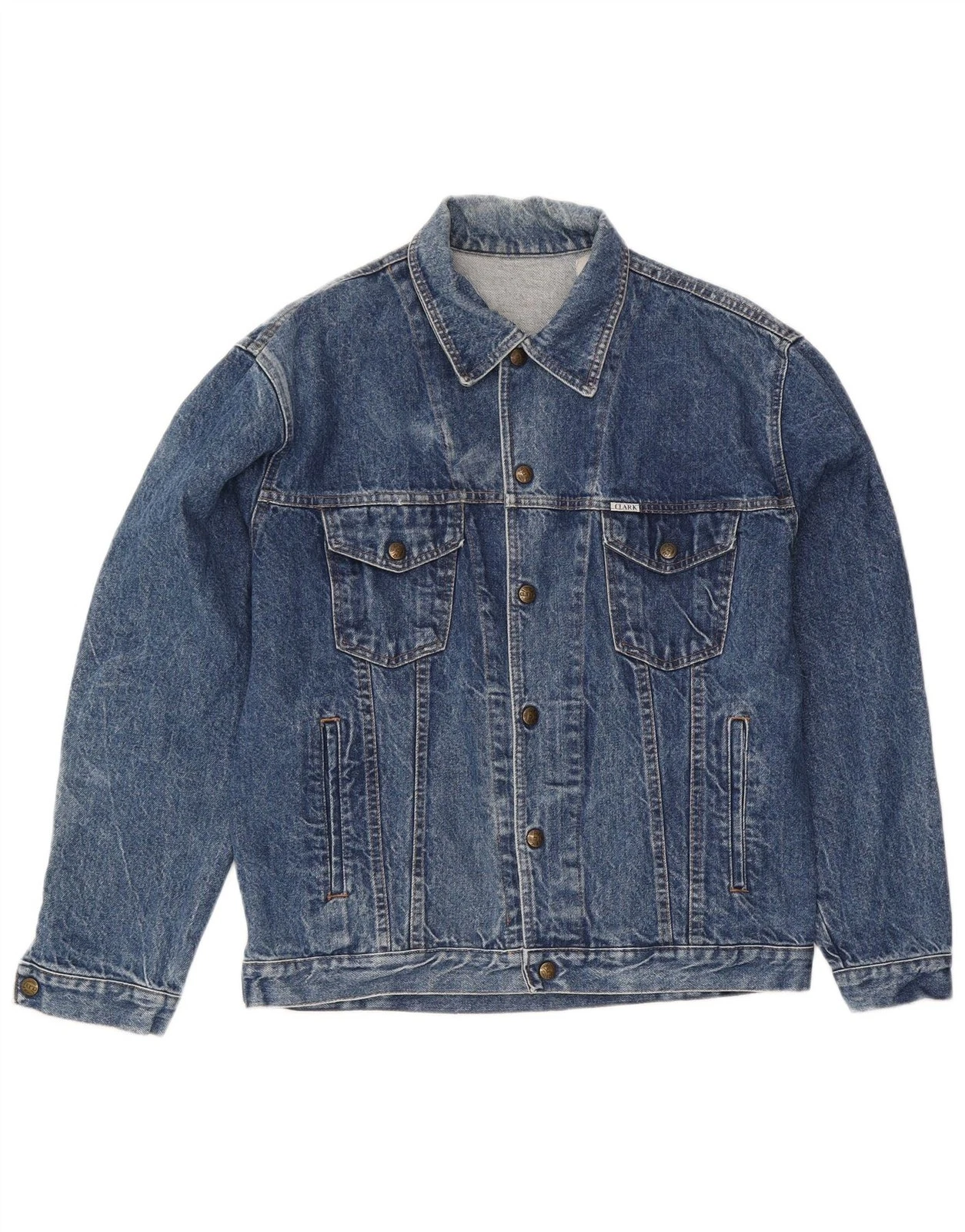 CLARK Mens Denim Jacket UK 38 Medium Blue Cotton DN17