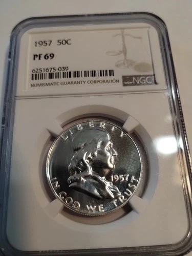 1957 50C Silver Proof Franklin Half Dollar NGC PF 69