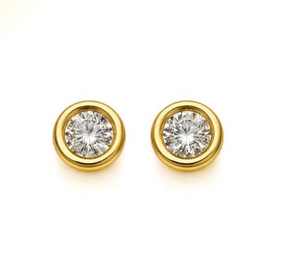 Pendientes oro 18k 750 Mls. Chatón Con Circonita. Ref.4941-P/A/CI. 9 MM. 