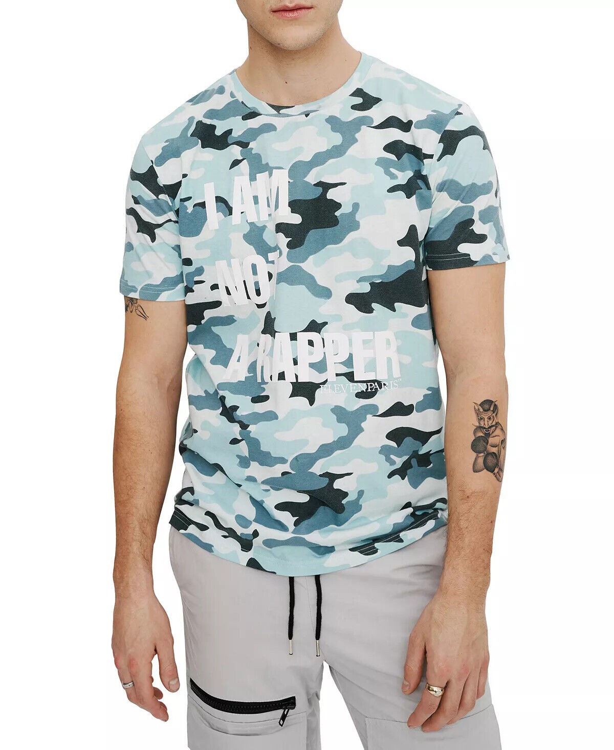 Камуфляжная футболка Eleven Paris Mens I Am Not A Rapper цвета Bluestone Camo-Размер XL 5790₽