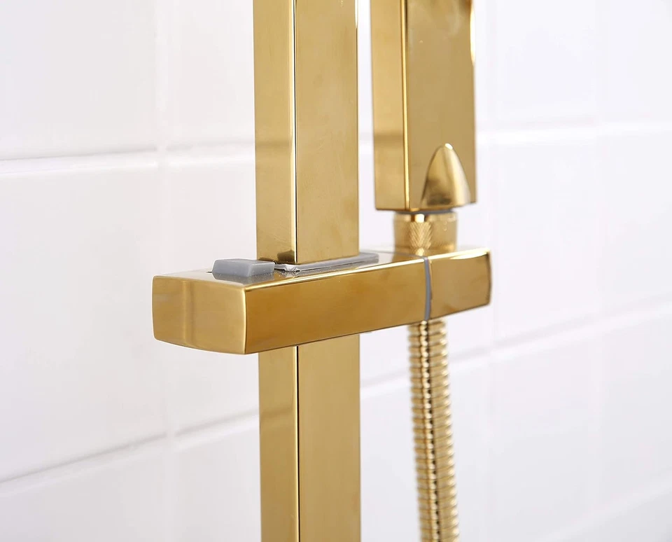 Anti-Kalk mit Thermostat Duschkopf Duschset Duscharmatur Duschsäule MessingGold - Bild 3 von 4