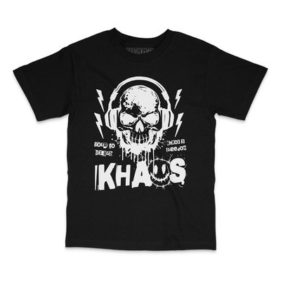 Khaos Punk Skull T-Shirt Unisex Graphic Tee Rock Metal Gothic Streetwear